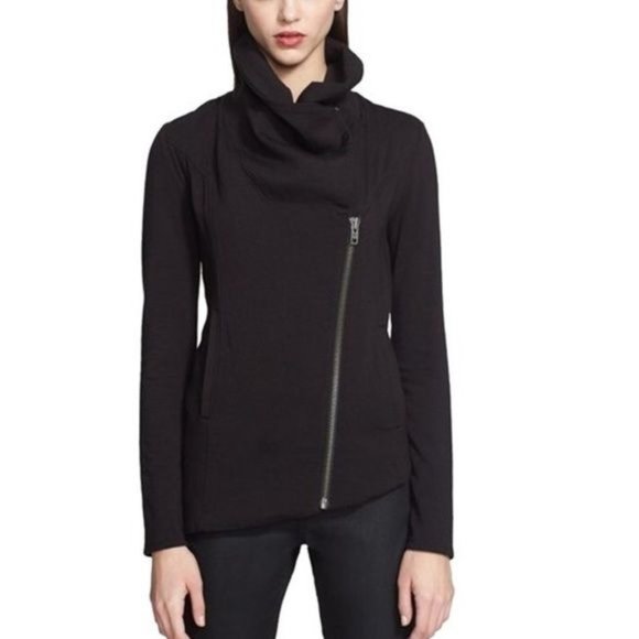 Helmut Lung SZ S EUC lack Villous Asymmetric Knit Jacket MSRP $230 - Picture 1 of 5
